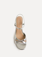 Linzi Silver Compelled Crossover Stiletto Heeled Sandals - Image 4 of 6
