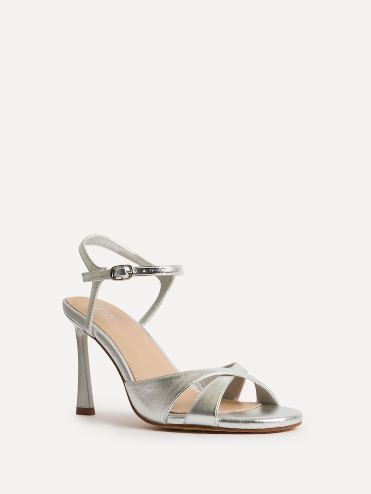 Linzi Silver Compelled Crossover Stiletto Heeled Sandals - Image 5 of 5 Linzi Silver Compelled Crossover Stiletto Heeled Sandals - Image 5 of 5