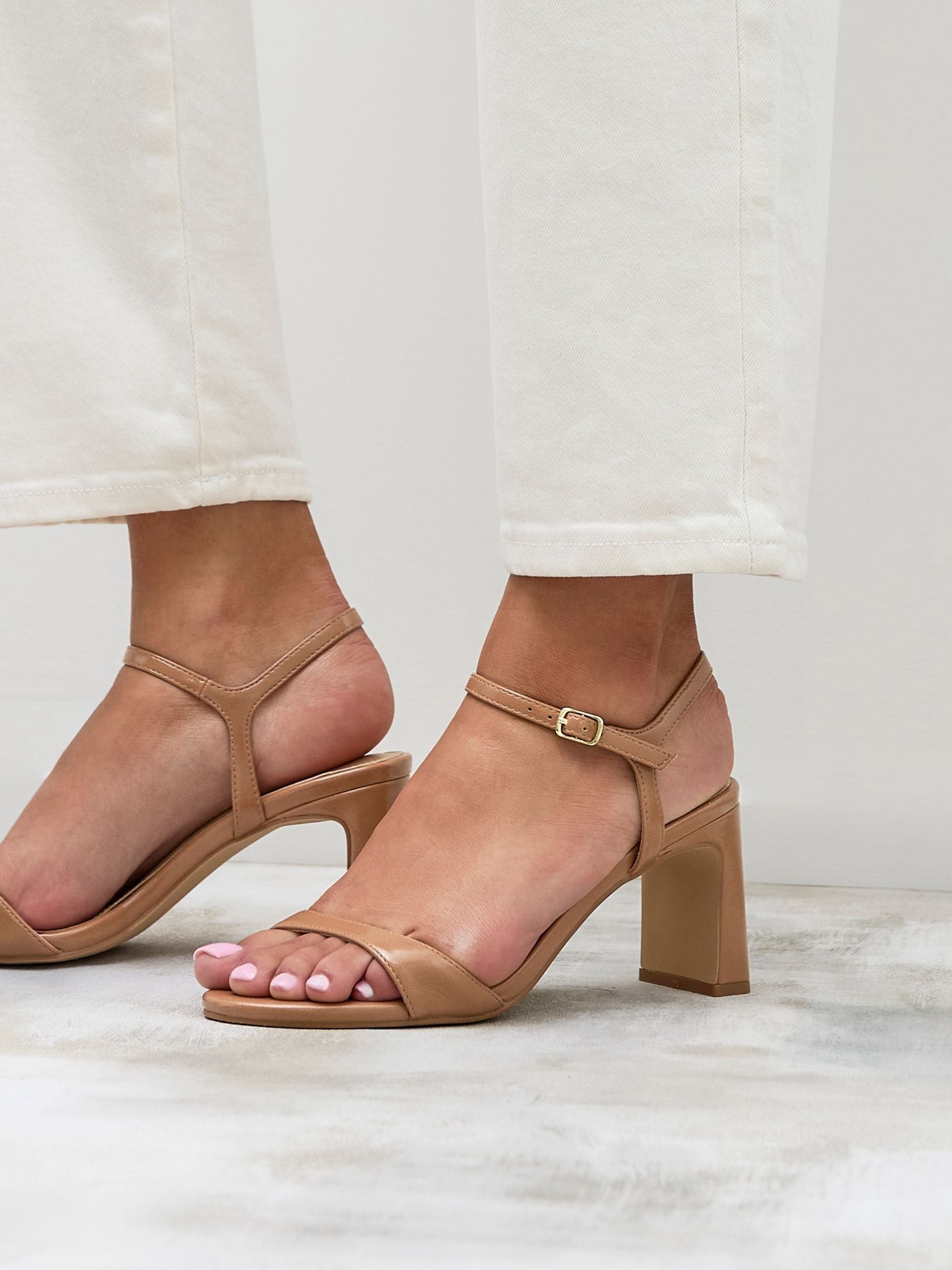 Buy Linzi Brown Charisma Barely There Block Heeled Sandals from