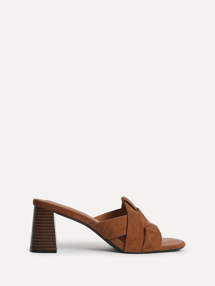 Linzi Brown Madrid Crossover Front Strap Stacked Heel Mules - Image 2 of 5