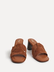 Linzi Brown Madrid Crossover Front Strap Stacked Heel Mules - Image 3 of 5