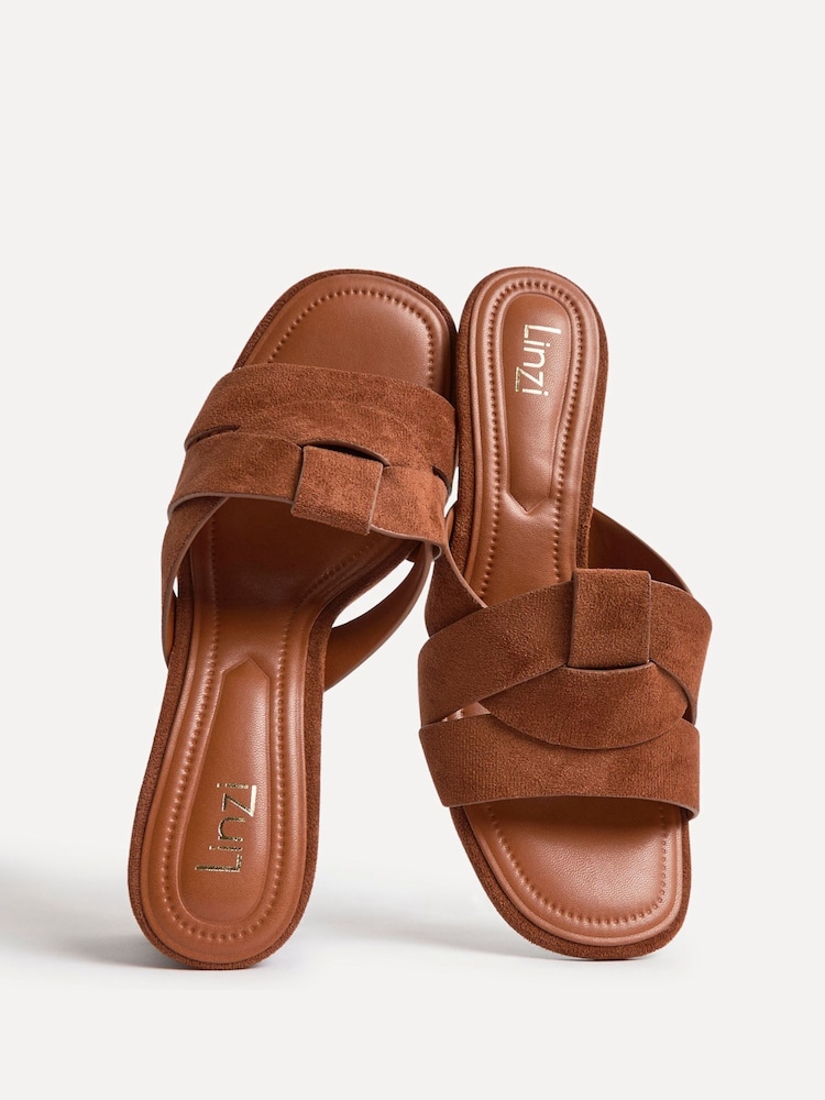 Linzi Brown Madrid Crossover Front Strap Stacked Heel Mules - Image 5 of 5