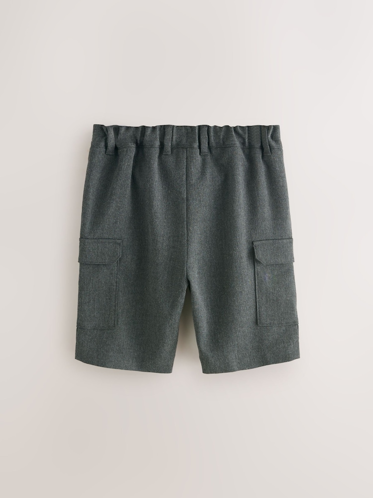 Clarks Grey Cargo Pull-On Regular School Shorts 2 Pack - Image 2 of 3 Clarks Grey Cargo Pull-On Regular School Shorts 2 Pack - Image 2 of 3