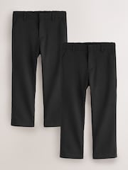 Clarks Black Plus Waist Regular Fit School 2 Pack Trousers - Image 1 of 4