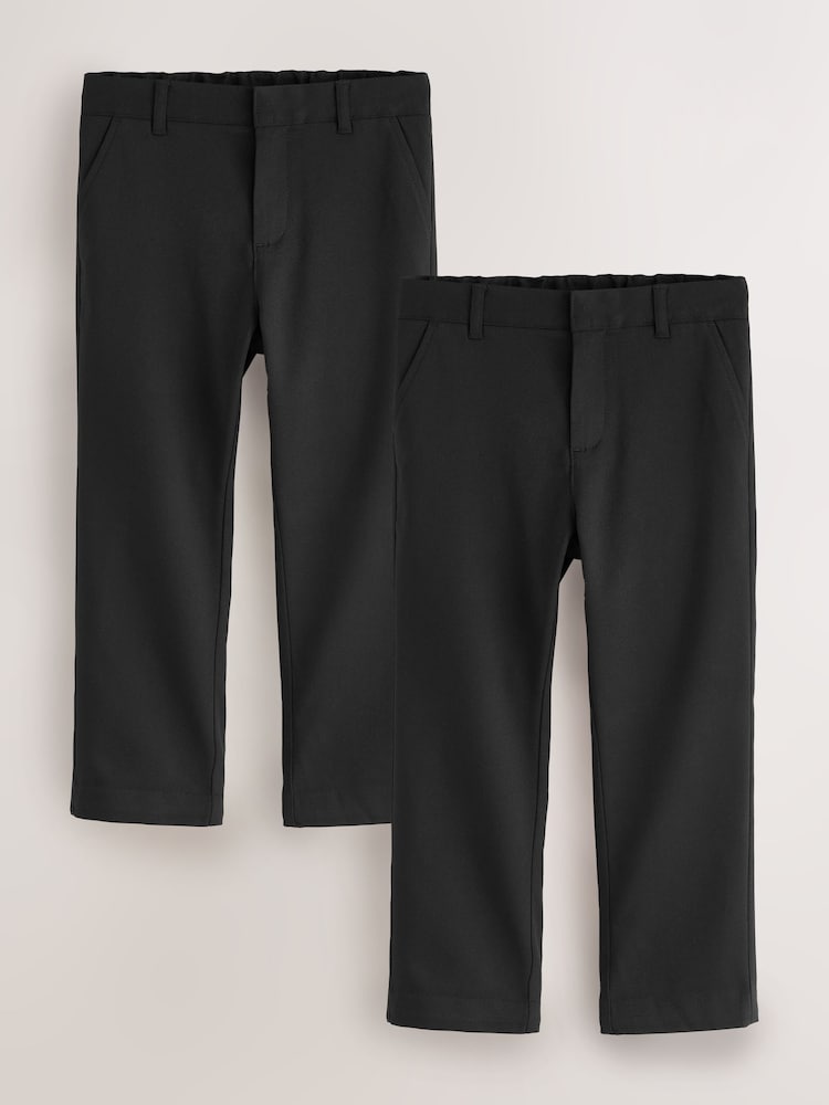 Clarks Black Plus Waist Regular Fit School 2 Pack Trousers - Image 1 of 4