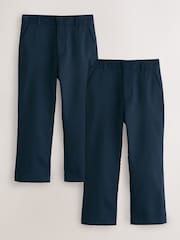 Clarks Navy Plus Waist Regular Fit School 2 Pack Trousers - Image 1 of 5