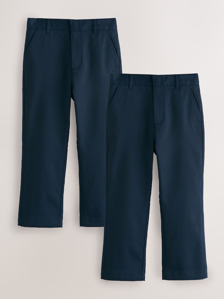 Clarks Navy Plus Waist Regular Fit School 2 Pack Trousers - Image 1 of 5