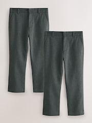 Clarks Grey Plus Waist Regular Fit School 2 Pack Trousers - Image 1 of 7
