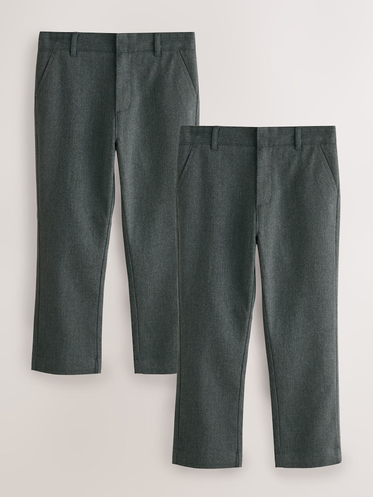 Clarks Grey Plus Waist Regular Fit School 2 Pack Trousers - Image 1 of 7