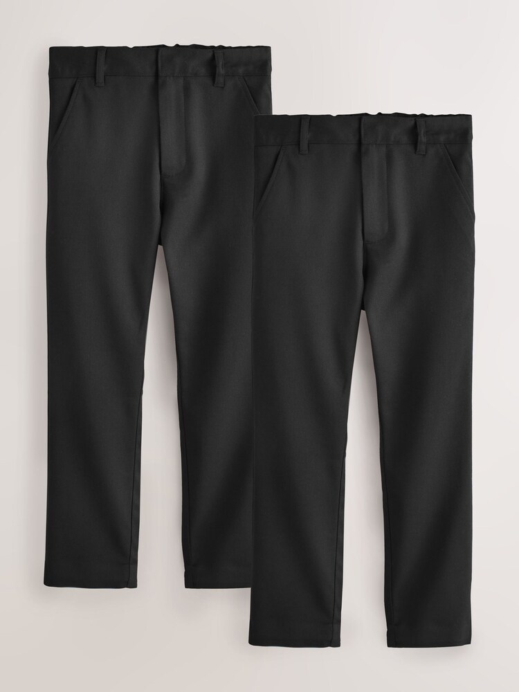 Clarks Black Slim Fit Fastening School 2 Pack Trousers - Image 1 of 5