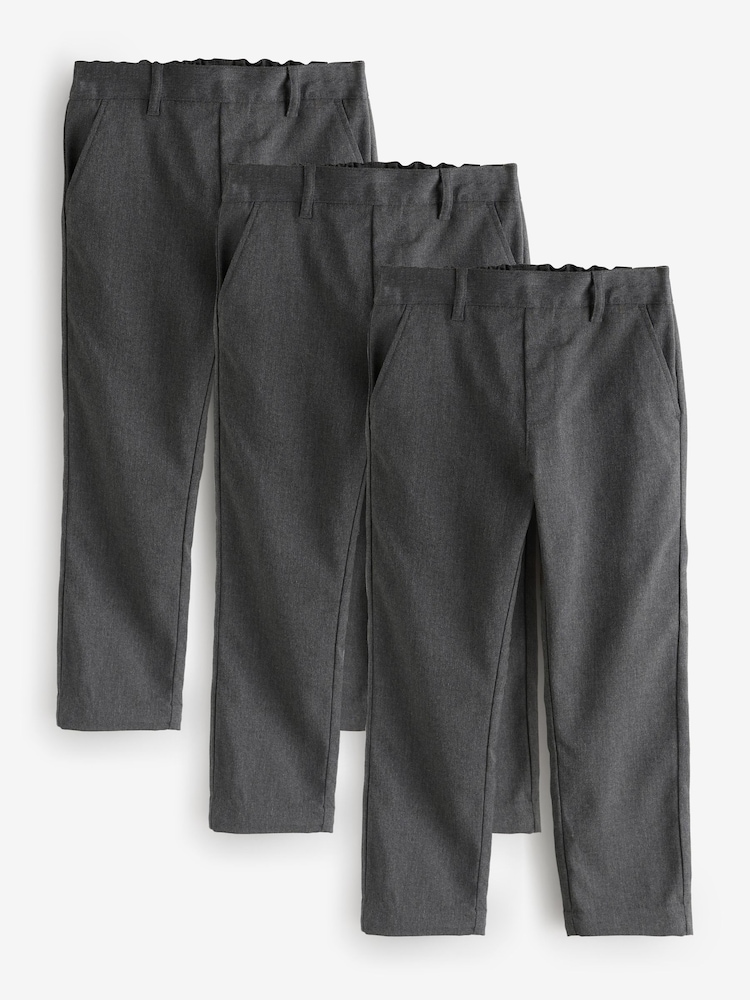 Clarks Grey Pull-On Regular Fit Trousers 3 Pack - Image 1 of 7