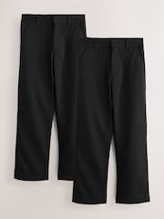 Clarks Black Slim Waist Regular Length Fastening School 2 Pack Trousers - Image 1 of 6