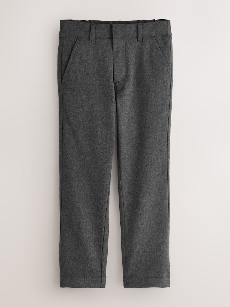Clarks Grey Slim Waist Regular Length Fastening School 2 Pack Trousers - Image 2 of 6