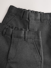 Clarks Grey Slim Waist Regular Length Fastening School 2 Pack Trousers - Image 6 of 6