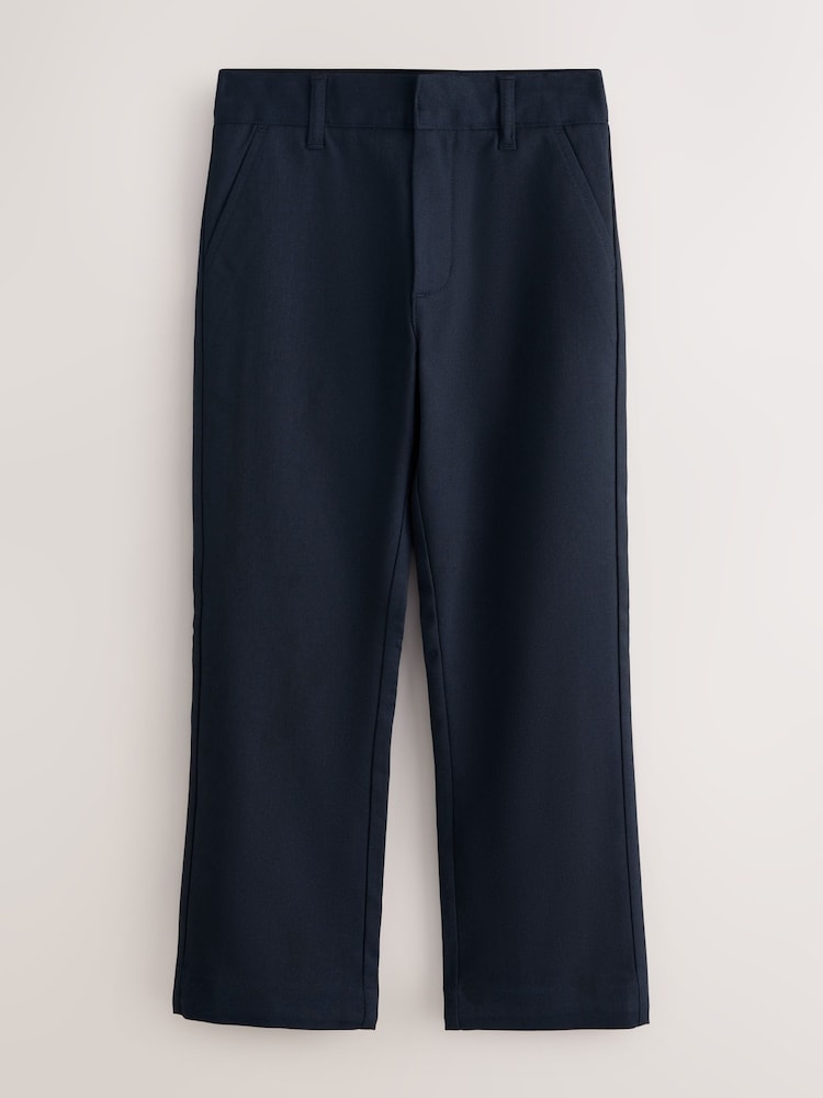 Clarks Navy Slim Waist Regular Length Fastening School 2 Pack Trousers - Image 2 of 6