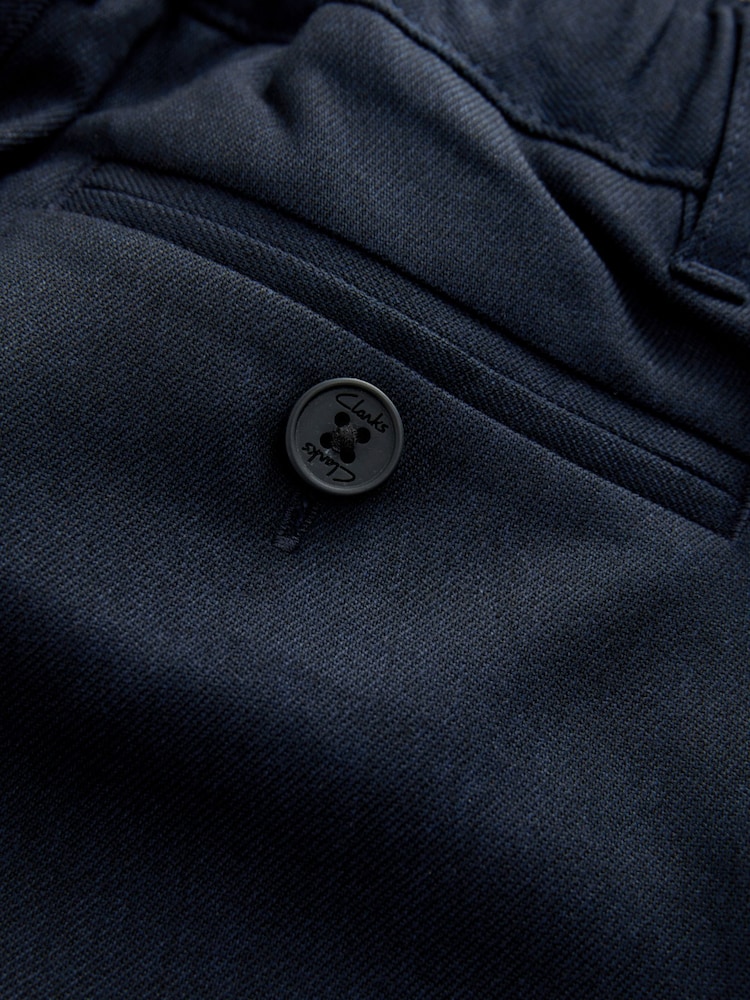 Clarks Navy Slim Waist Regular Length Fastening School 2 Pack Trousers - Image 6 of 6