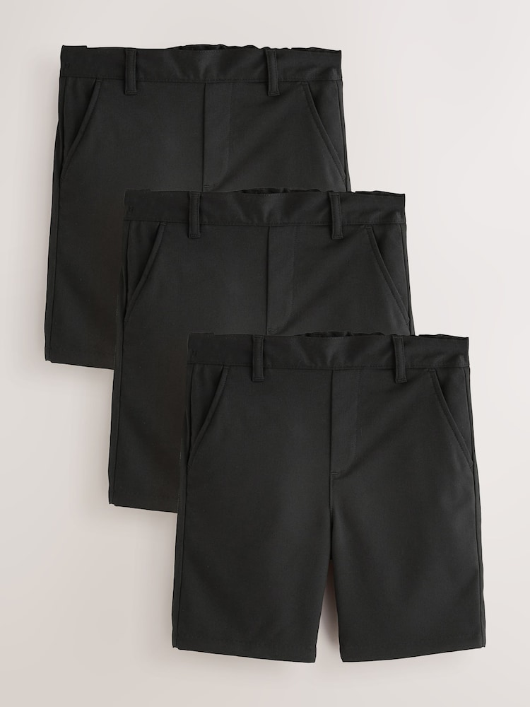 Clarks Black Pull-On Regular School Shorts 3 Pack - Image 1 of 8