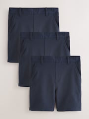 Clarks Navy Pull-On Regular School Shorts 3 Pack - Image 1 of 8