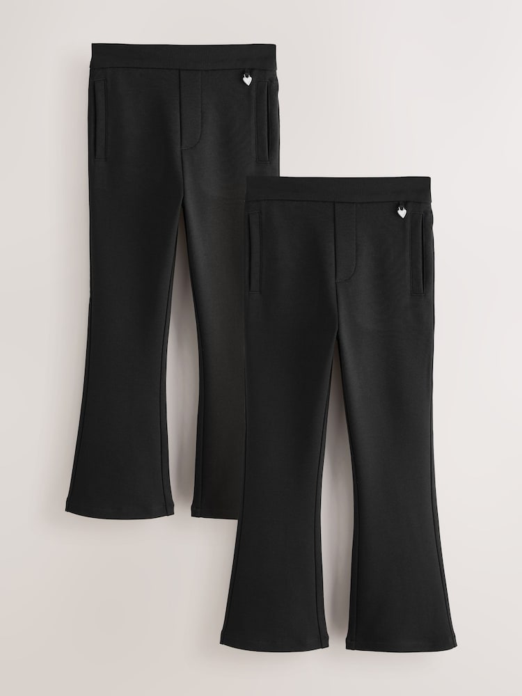 黑色 - Clarks Flared Pull On School Trousers 2 Pack - 圖片 1/5