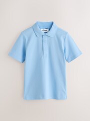 Clarks Blue Short Sleeve School Polo Shirts 5 Pack - Image 4 of 8