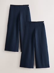 Marineblau - Clarks Wide Leg Pull On School Trousers 2 Pack - Bild 1 von 5