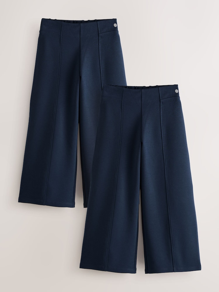Marineblau - Clarks Wide Leg Pull On School Trousers 2 Pack - Bild 1 von 5