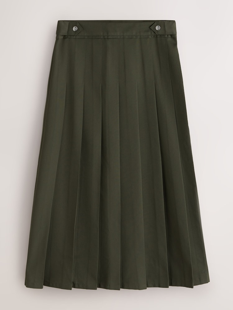 Clarks Olive Green Long Pleated Skirt - Image 1 of 5 Clarks Olive Green Long Pleated Skirt - Image 1 of 5