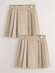 Clarks Stone Pleated School Skirts 2 Pack - Image 1 of 8