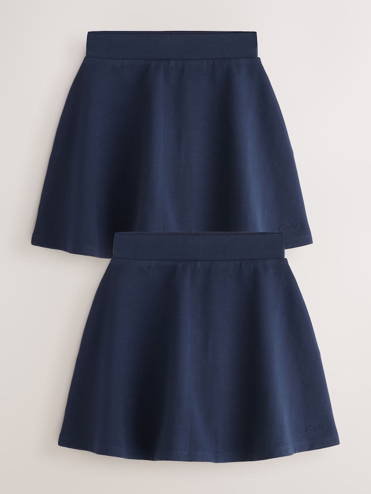 Clarks Navy Jersey School Skirts 2 Pack - Image 1 of 5