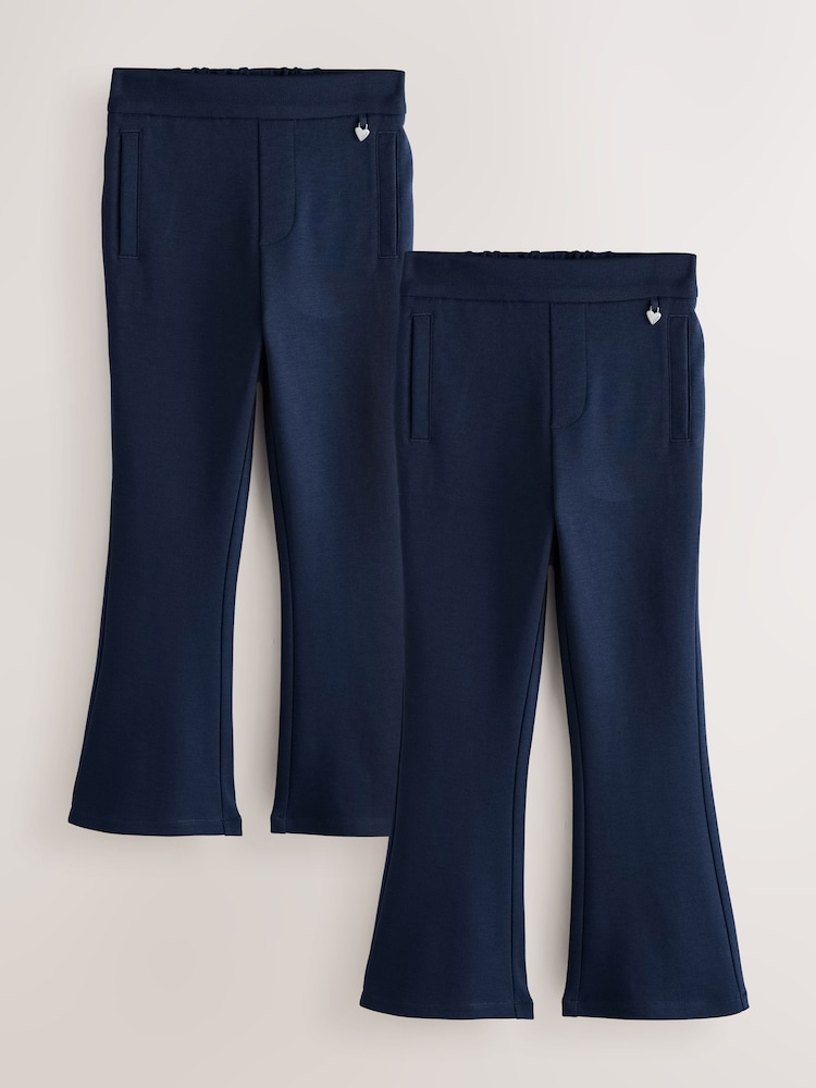 海軍藍 - Clarks Flared Pull On School Trousers 2 Pack - 圖片 1/5