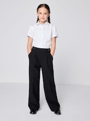Clarks Black Wide Leg Woven School Trousers - Image 1 of 11