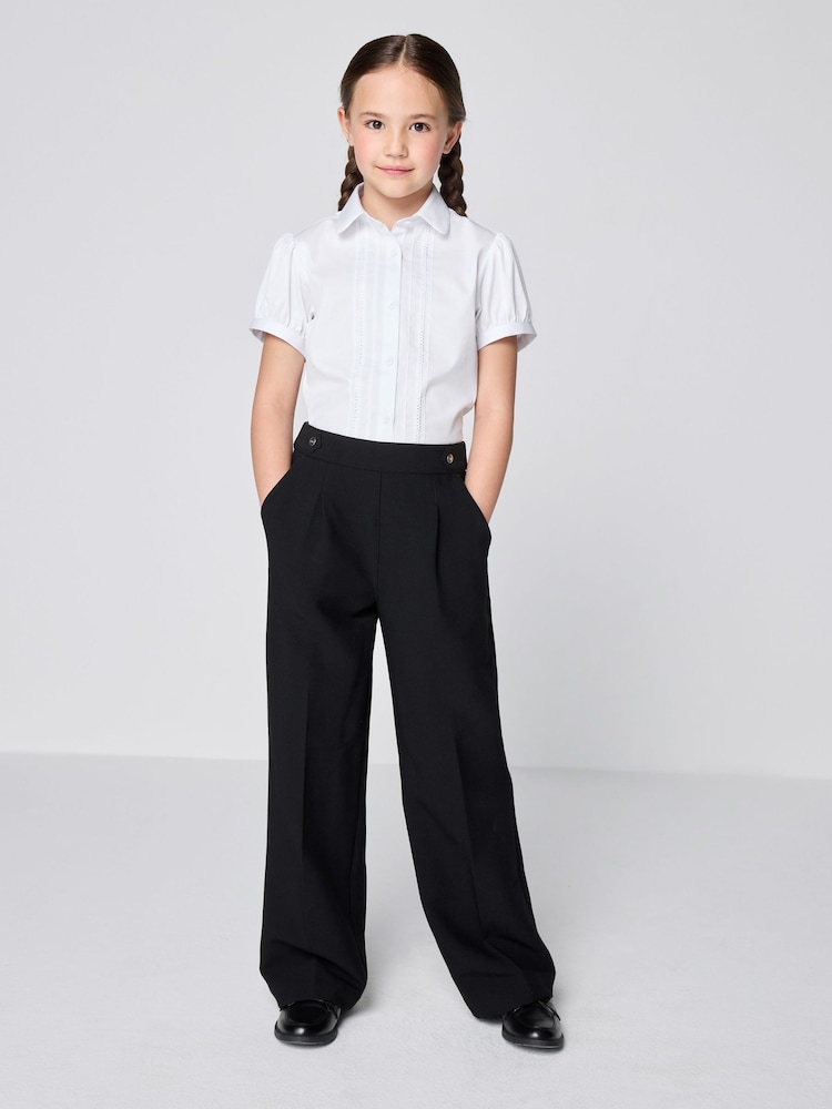Clarks Black Wide Leg Woven School Trousers - Image 1 of 11