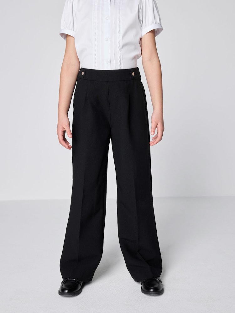 Clarks Black Wide Leg Woven School Trousers - Image 2 of 11