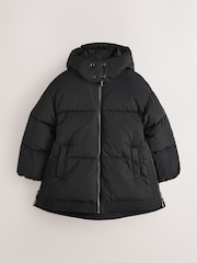 smALLSAINTS Black Longline Logo Padded Coat - Image 12 of 20