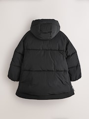 smALLSAINTS Black Longline Logo Padded Coat - Image 14 of 20