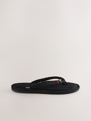 Black Toe Thong Charm Detail Slippers - Image 4 of 7
