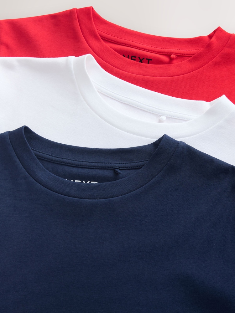 Blue/Red/White Heavyweight Basic T-Shirts 3 Pack - Image 10 of 10