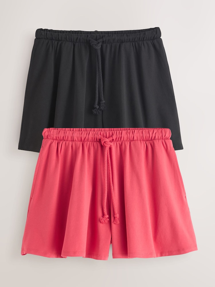 Red/Black Drawstring Jersey Shorts - Image 1 of 7