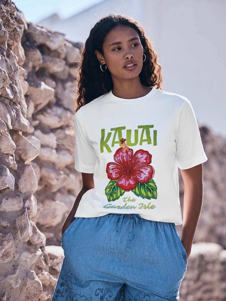 White Short Sleeve Crew Neck T-Shirt - Image 1 of 4