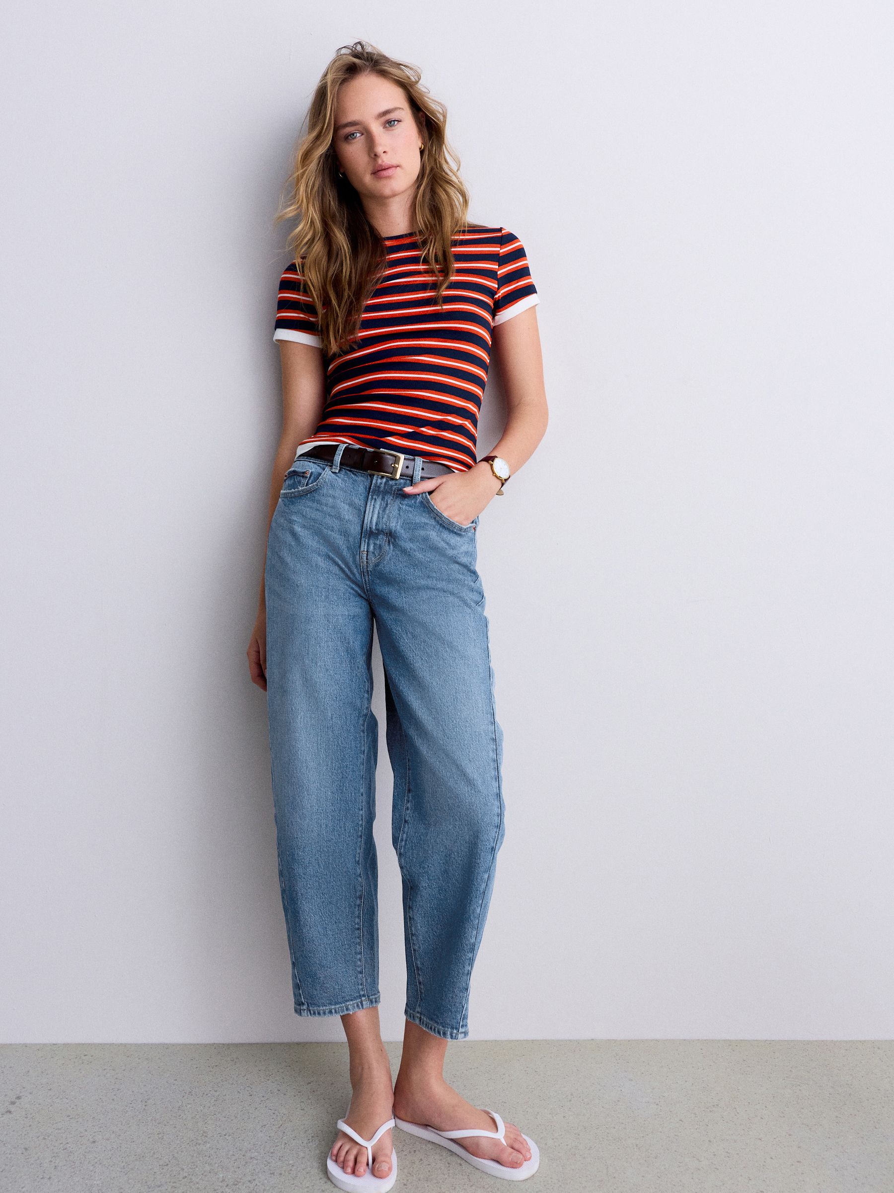 Buy Red/Blue Stripe Short Sleeve Layered Crew Neck T-Shirt from