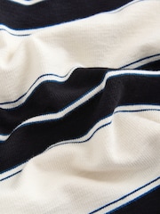 Black/White Stripe Short Sleeve Collared Rugby Polo Top - Image 7 of 8