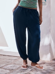 Indigo Blue Washed Blue Jersey Balloon Trousers - Image 1 of 8