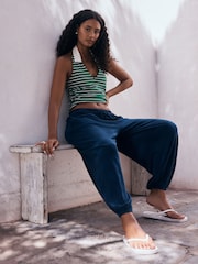 Indigo Blue Washed Blue Jersey Balloon Trousers - Image 4 of 8