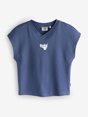 Navy Blue Gola Official License V-Neck Short Sleeve Interlock T-Shirt - Image 6 of 8