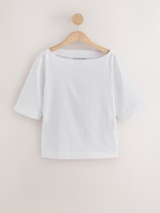 White N. Premium Supima Boat Neck Short Sleeve T-Shirt - Image 6 of 8