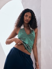 Green Collar Halter Neck Top - Image 4 of 9