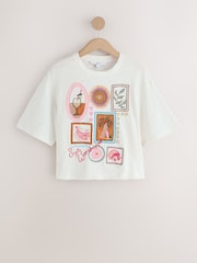 Ecru, Weiß - Graphic Embroidered Short Sleeve T-Shirt - Bild 5 von 7