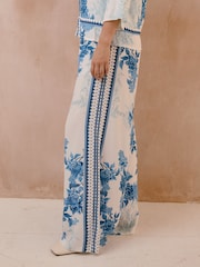 Raishma Blue Myra Trousers Are Wide Leg Tailored Ankle Length - Image 3 of 5
