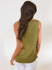 Friends Like These Olive Green Satin Scoop Neck Vest Top - Image 5 of 5