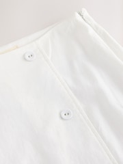White Linen Rich Wrap Button Midi Skirt - Image 3 of 3